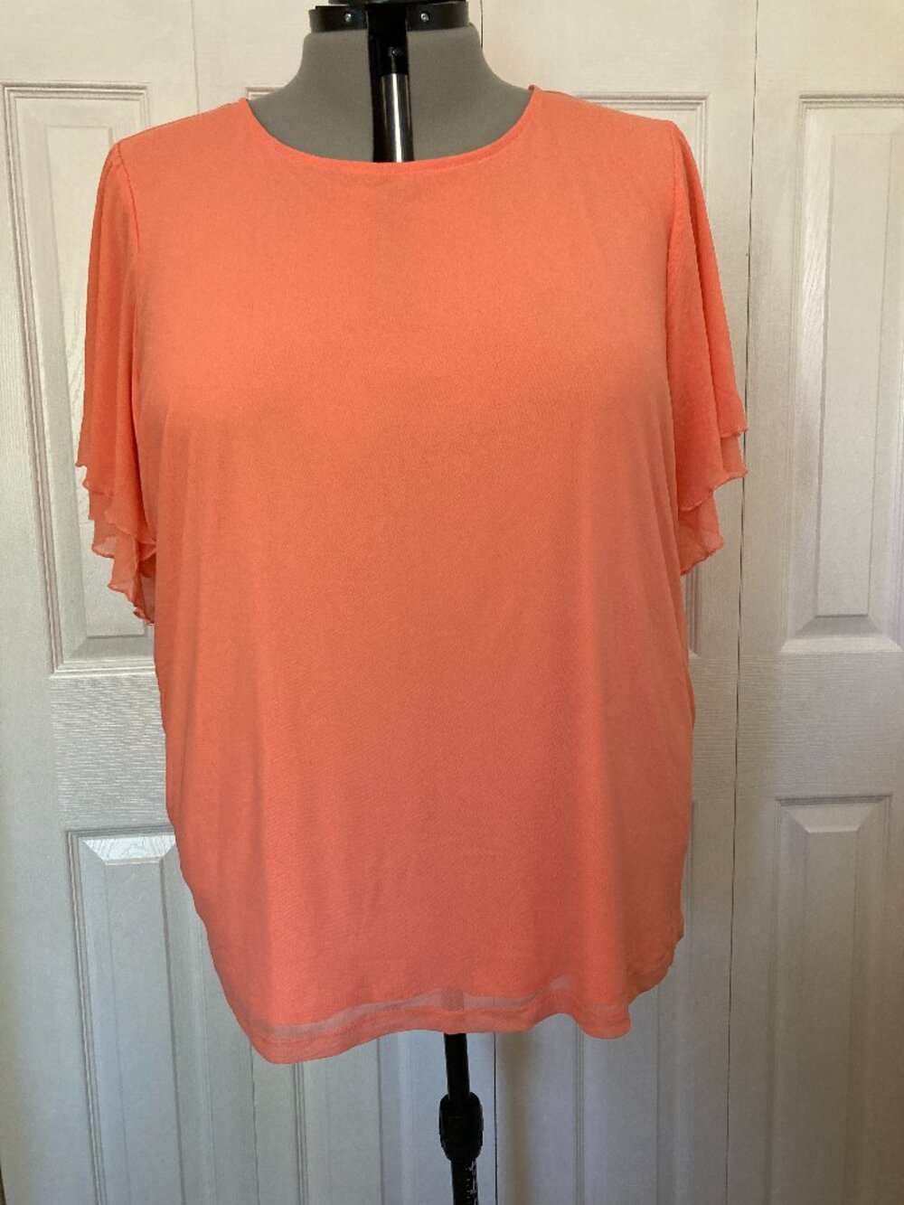 Torrid 4 Coral Orange Two Layer Ruffle Sleeve Top